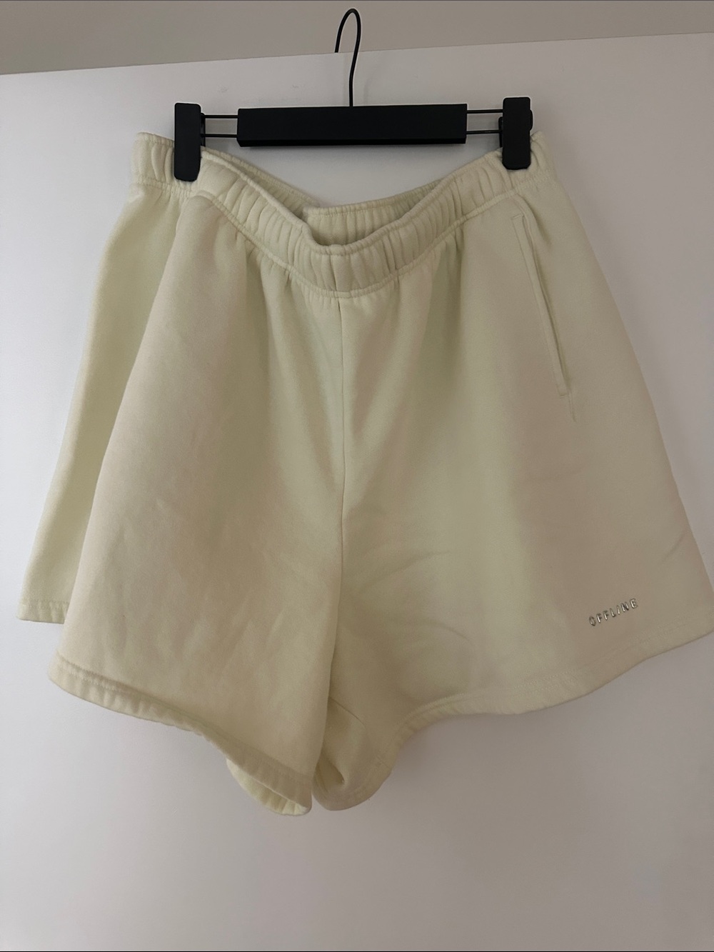 aerie Cream High-Waist Fleece Athletic Shorts